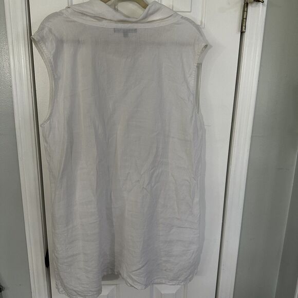 Preston And York 100% Linen Cowl Neck Blouse Size Large XL White Sleeveless - Picture 6 of 6